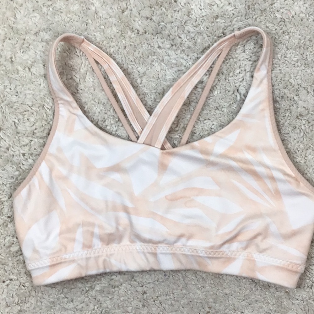 Athleta pink/white swirl sports bra M